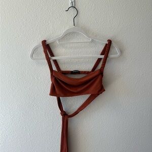 Olivaceous Rust Back-Tie Crop Top